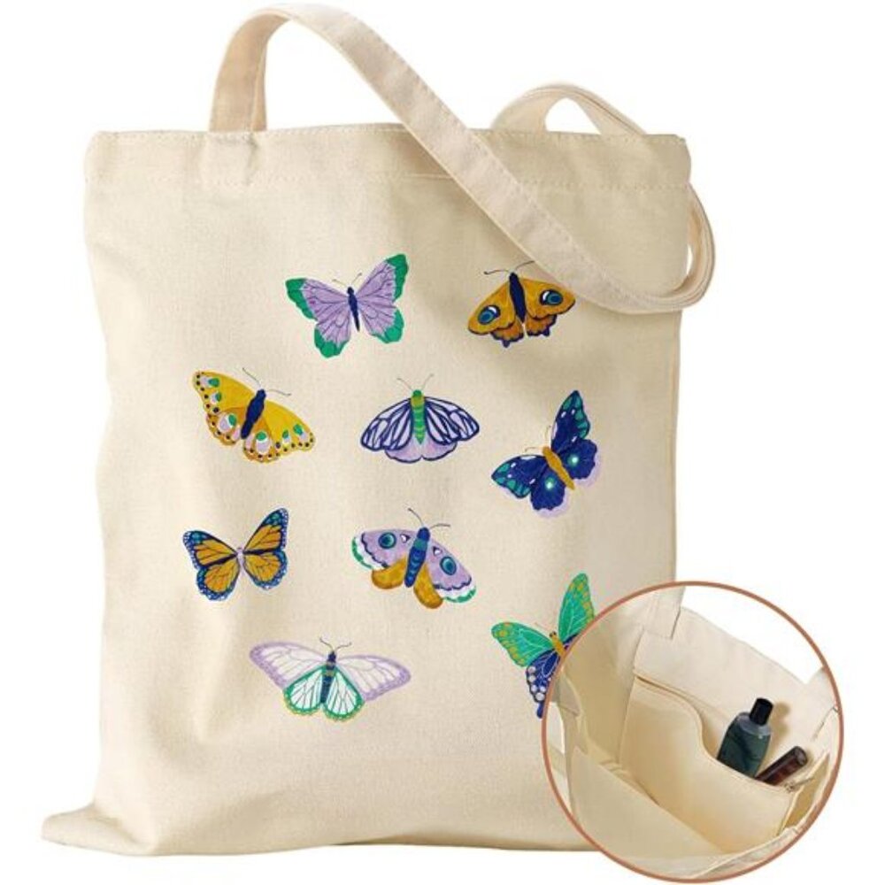 Canvas Tote Bag with Inner Pocket for Women,Cloth Cotton Totes Bag